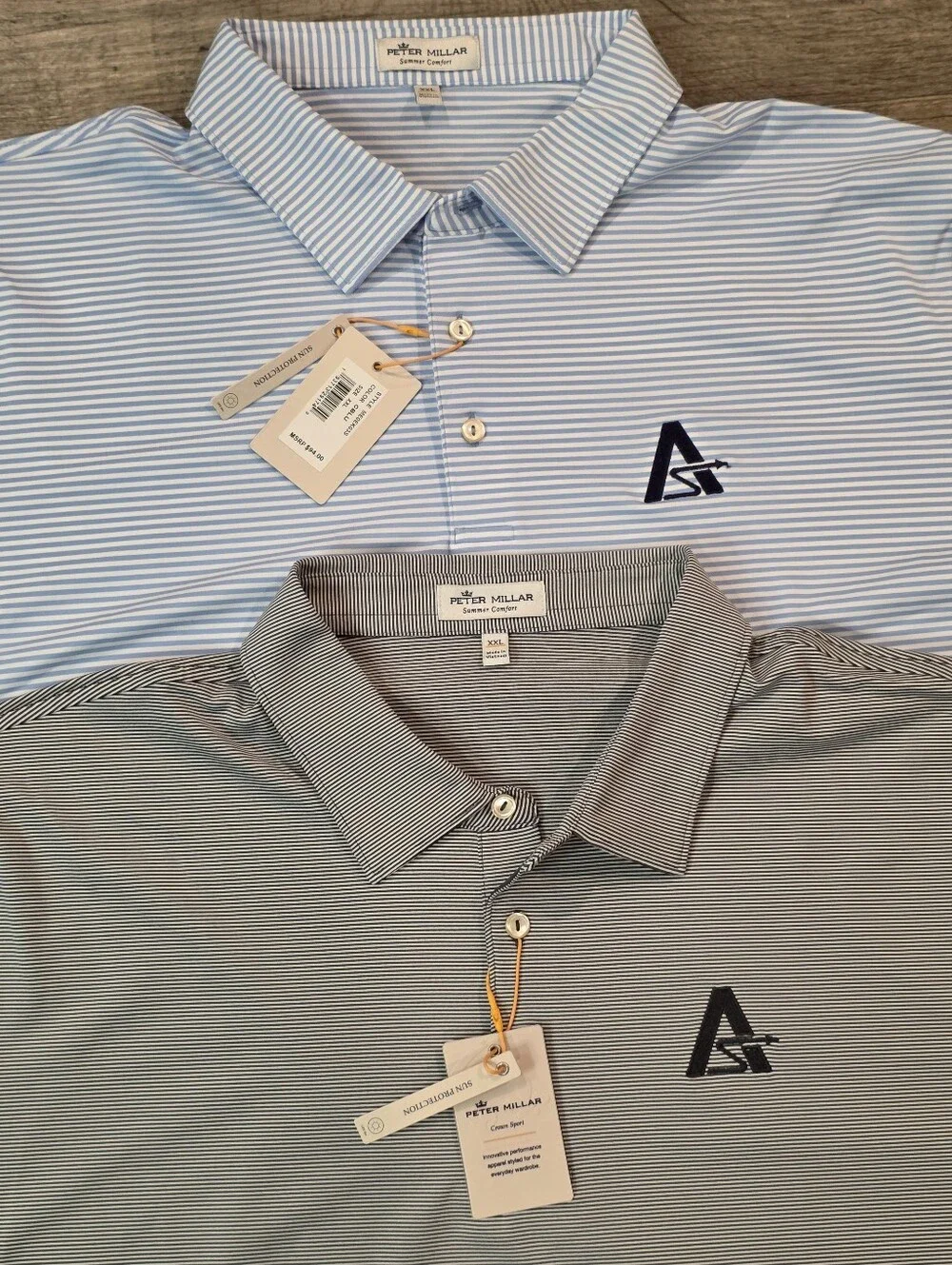 Lot of 2 Peter Millar Summer Comfort Golf Polo Shirts Mens XXL NWT Striped